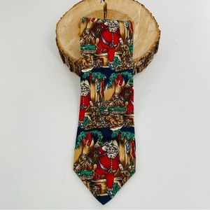 Vtg Robert Talbott Santa Silk Tie Hand Sewn Artist Designed, Italy.